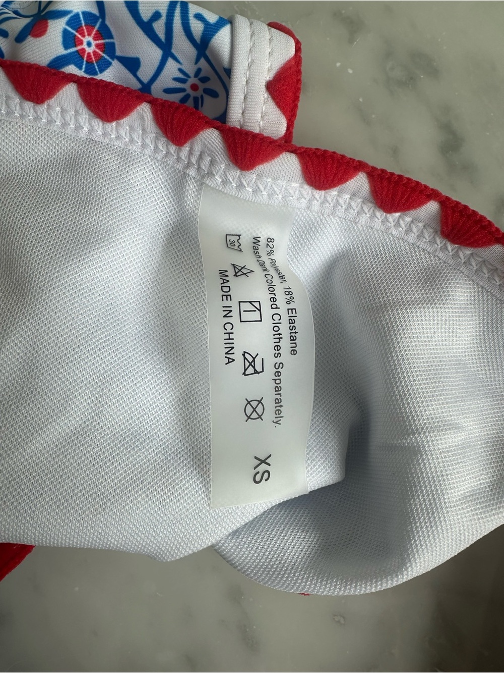 Blue & White Floral Bikini with Red Trim - Picture 4 of 9